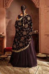 Purple velvet formal dress Pakistan